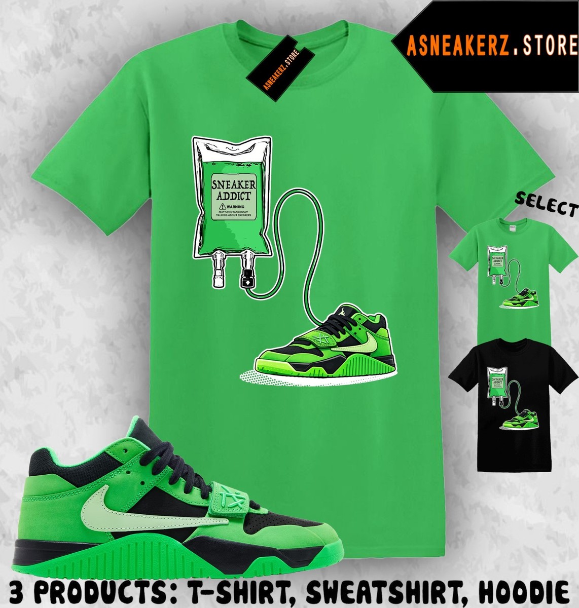 Tee Shirt Matching Travis Scott Jumpman Jack Green Spark Match