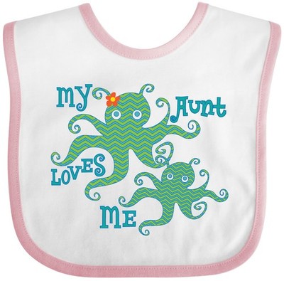 Inktastic My Aunt Loves Me Octopus Baby Bib Nephew For Chevron Striped Cute Kids