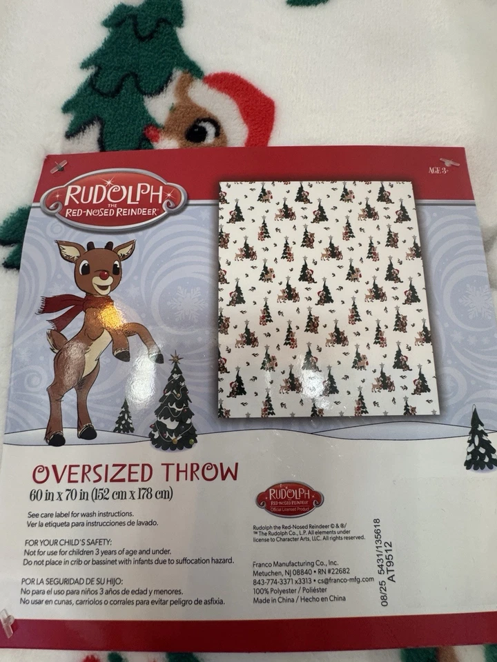Rudolph The Red Nosed Reindeer Holiday Christmas Throw Blanket 50"x70" Clarice - Image 2 of 3
