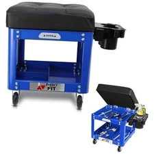 Rolling Creeper Garage Shop Seat for Men, Padded Mechanics Stool with Tool Blue