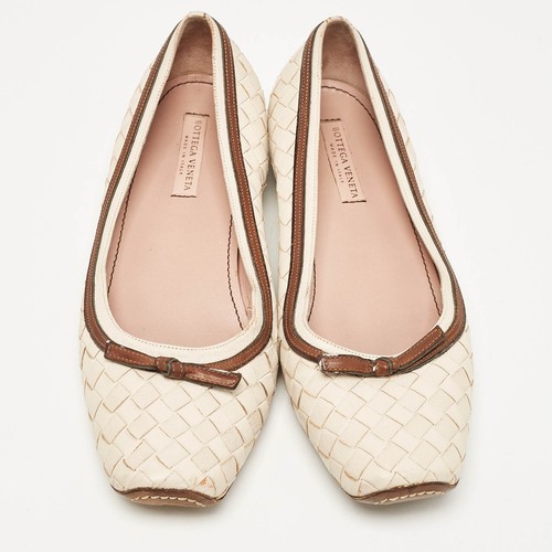 Bottega Veneta Cream Woven Leather Intrecciato Ballet Flats Size 36 - Picture 3 of 9