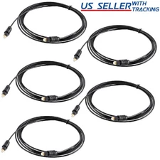(5-pack) 10 FT Digital Fiber Optic Audio Cable Cord Optical SPDIF TosLink