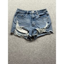 rue21 Womens Distressed High Waisted Denim Jean Shorts Medium Wash Size 3