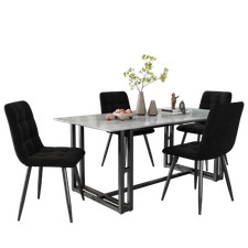 4 Stühlen Set für zum rechteckigen Küchen Esstisch 120x70x74 cm,Schwarze