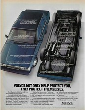 1989 Volvo 740 Blue Sedan Upside Down Protect Original Vintage Poster Print Ad