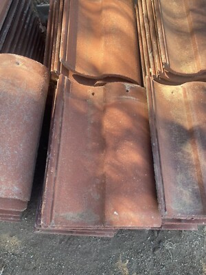 2 Lifetile Concrete Roof Tiles Used 13x17 Tile Replacement Vintage Red Orange Ca