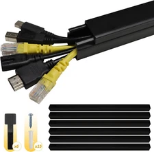 94.5'' Cable Raceway Kit Large 1"x1" Cable Concealer Cord Cover Wall Black