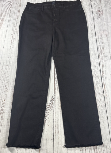 J. CREW STOVEPIPE JEANS WOMEN'S SIZE 32T BLACK STRETCH RAW HEM BUTTON FLY