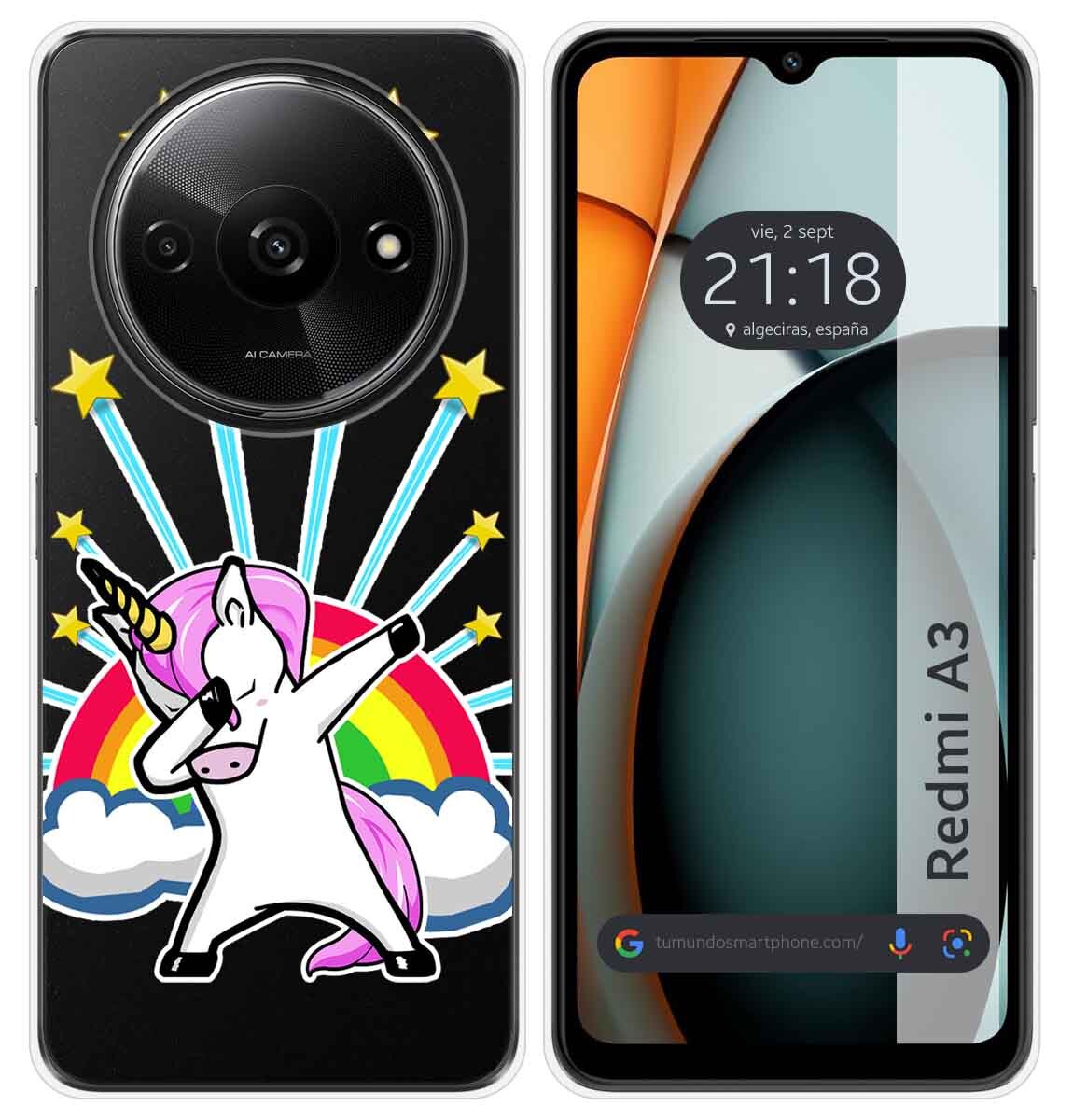 Cover Silicone Trasparente per Xiaomi Redmi A3 Disegno Unicorno Disegni