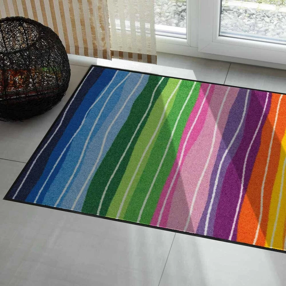 Salonloewe Fußmatte waschbar Pure Style Wavy Lines Bunt 75x120 cm Fußabtretter - Bild 2 von 4