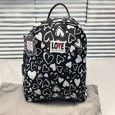  Brighton Limited Edition ENDLESS LOVE Backpack Hearts Black And White NWT