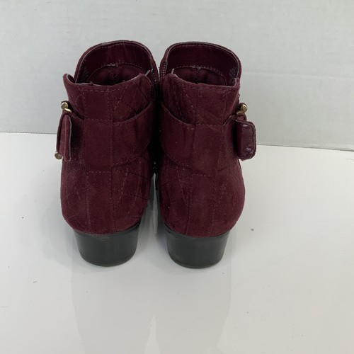 Unisa Sz 8.5 Pensa Red Wine Maroon Faux Suede Ankle Bootie Zipper Buckle Boots - Picture 4 of 10