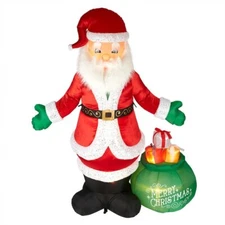 8.4 Ft LED Lighted Luxe Soft Plush Fuzzy Deluxe Santa Claus Christmas Inflatable