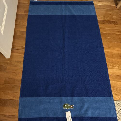 Lacoste ~ Royal Blue Bath Towel 100% Cotton 30" x 52" Big Crocodile Logo NWT - Picture 3 of 4