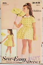 Advance 3149 Vintage Sewing Pattern Girls Dress Size 6 Uncut