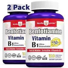 2 Pack Vitamin B-1 750 mg Supplements, Energy Production, Nervous System Health