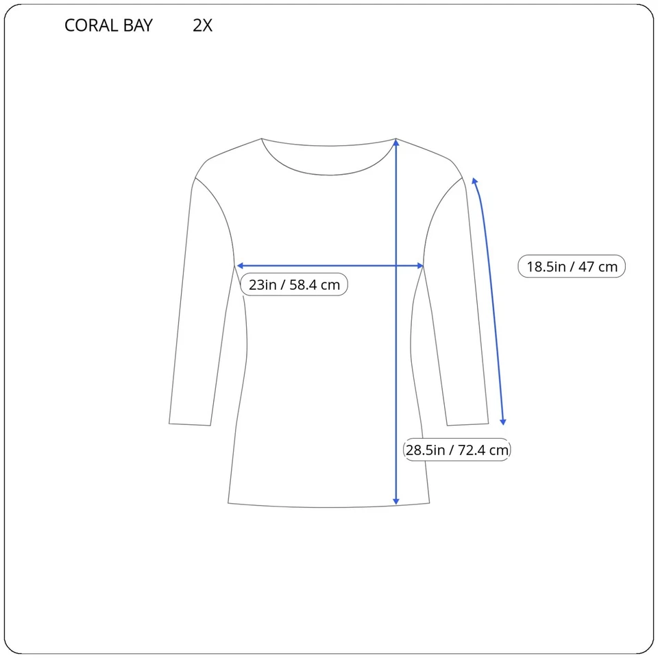Coral Bay 女式上衣 2X Plus 3/4 袖蓝色几何刺绣锁眼办公室 — 第 2/4 张图片