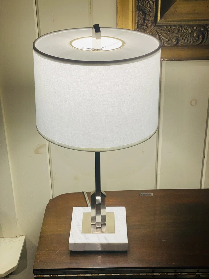 Robert Abbey 帝国灯台灯抛光镍/银白色大理石 S225 — 第 2/4 张图片