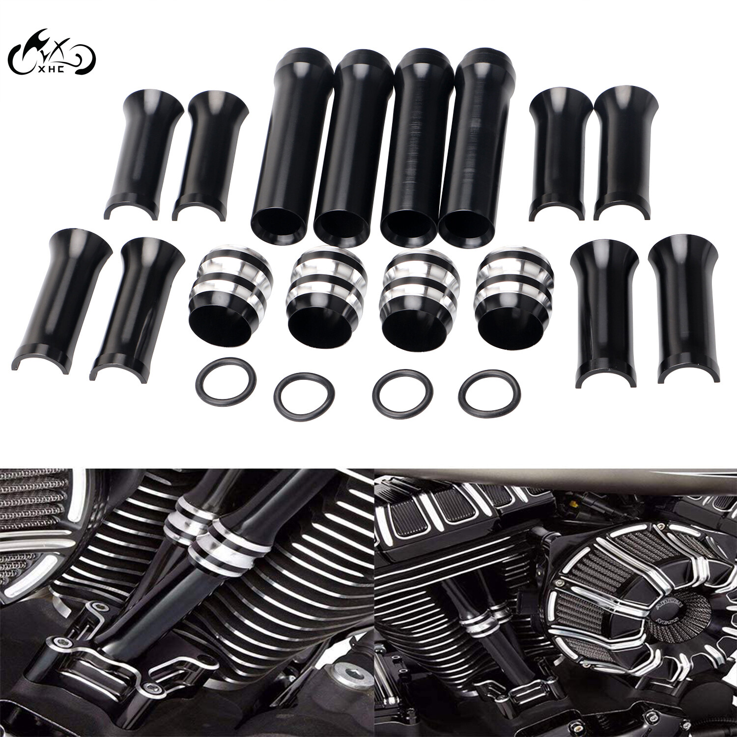 Black CNC Pushrod Cover For Harley Twin Cam 199917 Softail Dyna Road