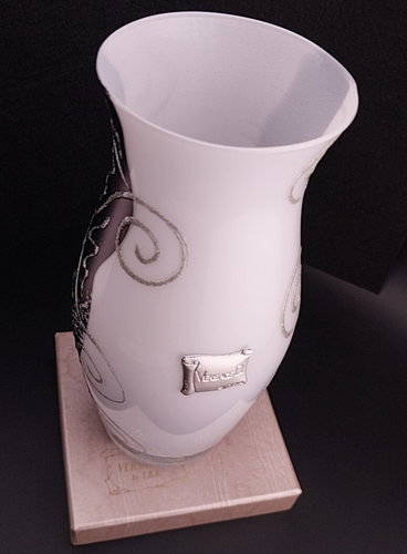 VTG Versace D Italy Art Glass Vase w/ Box, COA - 7.5", Delicate, Beautiful!!! - Picture 12 of 22