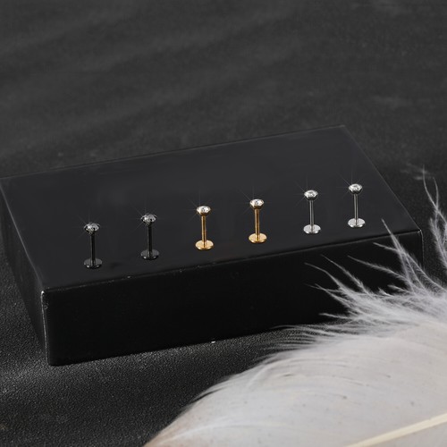 6 Pcs/Lot Surgical Steel CZ Labret Stud Conch Tragus Piercing - Picture 4 of 19