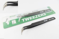 VETUS Pro ESD Safe Fine Tip Curved Tweezers Non-magnetic Anti Static TS-15 ESD