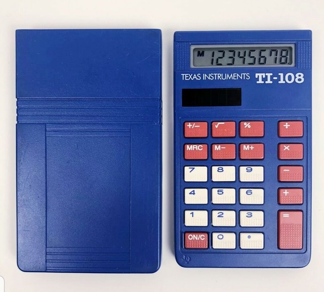 Texas Instruments TI108 School Solar Calculator Blue Basic with Cover