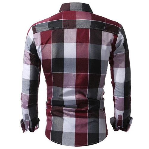 Mens Plaid Shirt Designer Engineered Stripes Stretch Button Up NEW Casual Dress - Bild 7 von 12