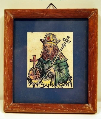 GRAVURE SUR BOIS aquarellée encadrée ROI KERSTBOOM datée 1952 5,5x6,7 cm - Photo 1/3