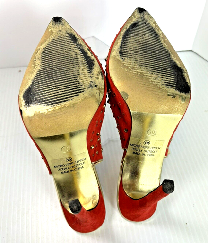 Alba Womens High Heel Shoes Stell-2 Red Gold Size 10 5”Heel - Picture 8 of 10