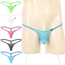 Mens See Through Mini Thong Bulge Pouch T-Back G-string Low Rise Underwear