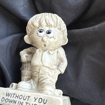 Russ Berrie Figurine WITHOUT YOU IM DOWN IN THE DUMPS Whimsical USA Vtg (be21)