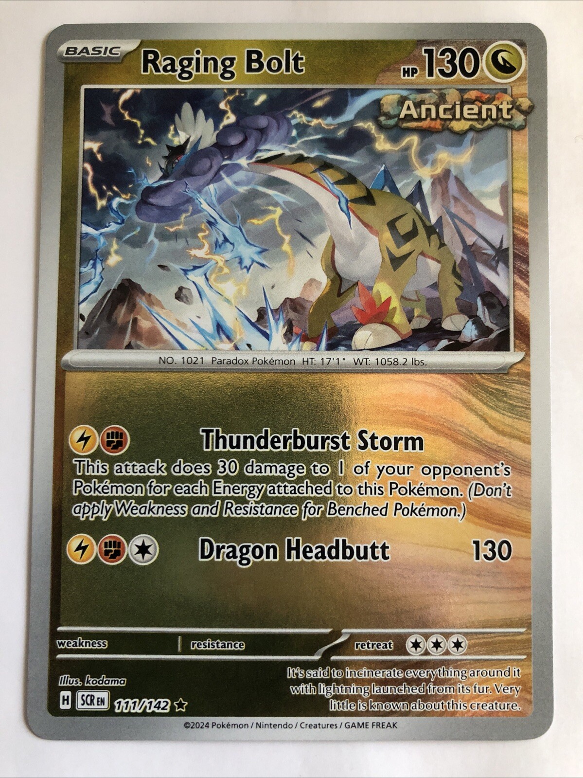 Pokémon TCG Stellar Crown Raging Bolt Reverse Holofoil 111/142 NM Rare