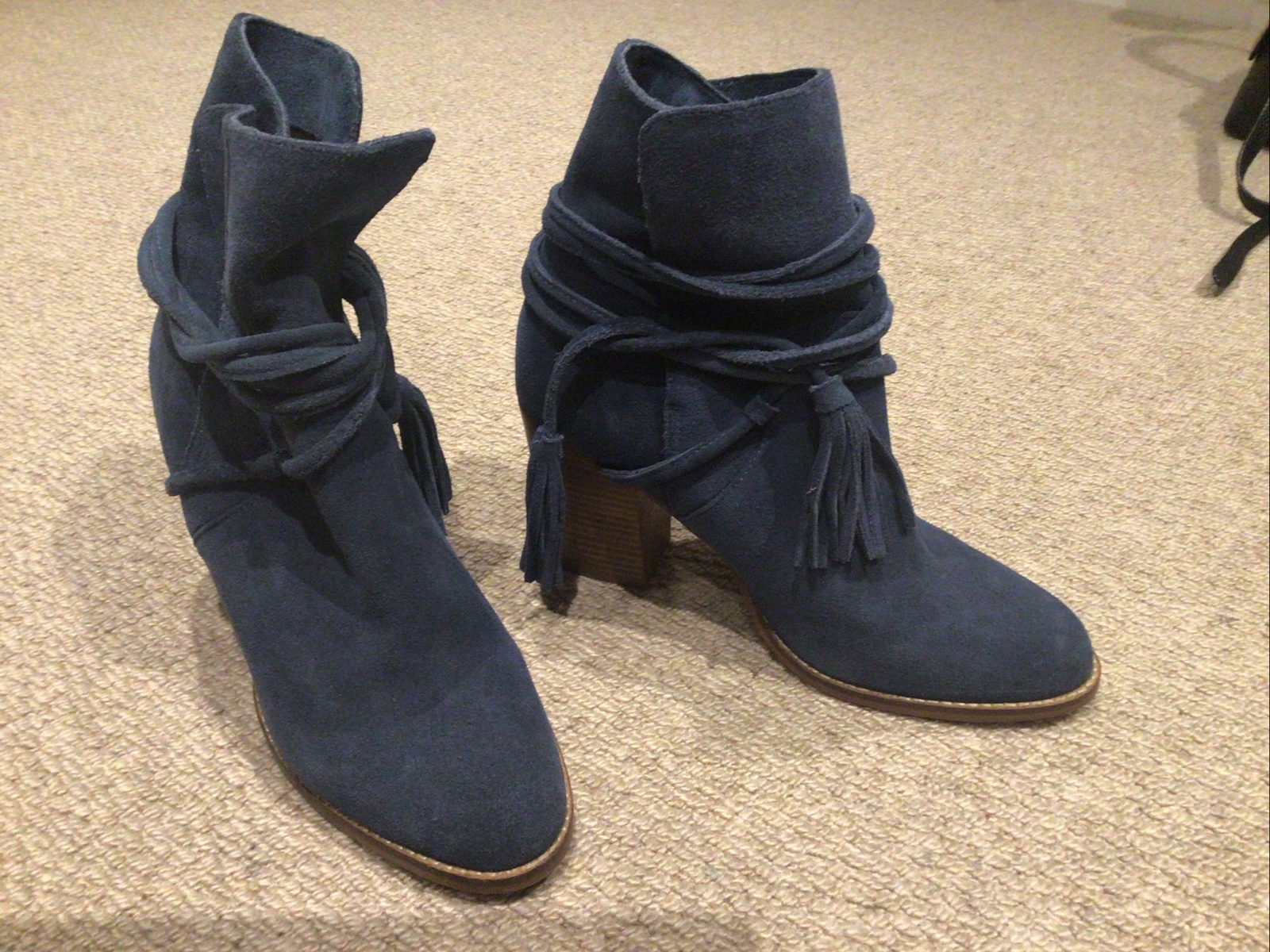 suede Blue leather Tassel ankle boots size 8/42 eBay