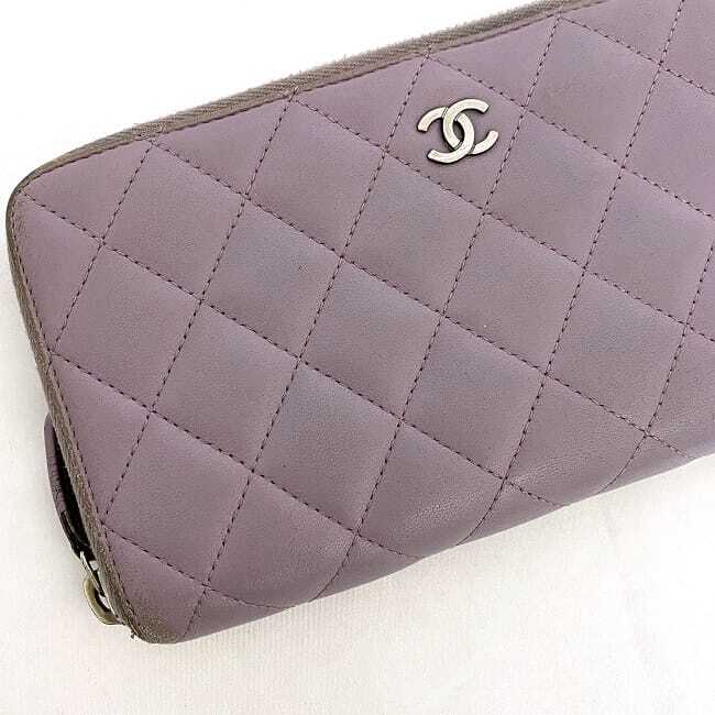 CHANEL Round Zipper Long Wallet Purple Matelasse Wallet CHANEL Round Zipper Long Wallet Purple Matelasse Wallet