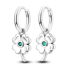 MULA Original Four Leaf Clover Hoop Earrings Women Jewelry 925 Sterling Silver