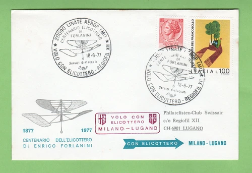 Italy Milan Lugano Centenary Helicopter flight Enrico Forlanini 1877 - 1977 FFC