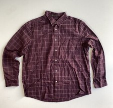 Eddie Bauer XXL Mens Shirt Casual Button Down Purple Plaid Classic Fit Outdoors