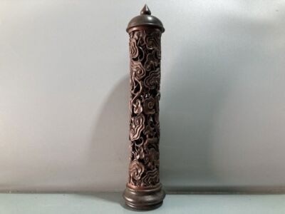 #ad #ad Chinese Antique Rosewood Carved Exquisite Clouds Statue Storing Incense Tube Box $87.39