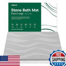 XMarrat Large Stone Bath Mat 31.5x19.7" - Quick Dry Non-Slip Diatomaceous Earth