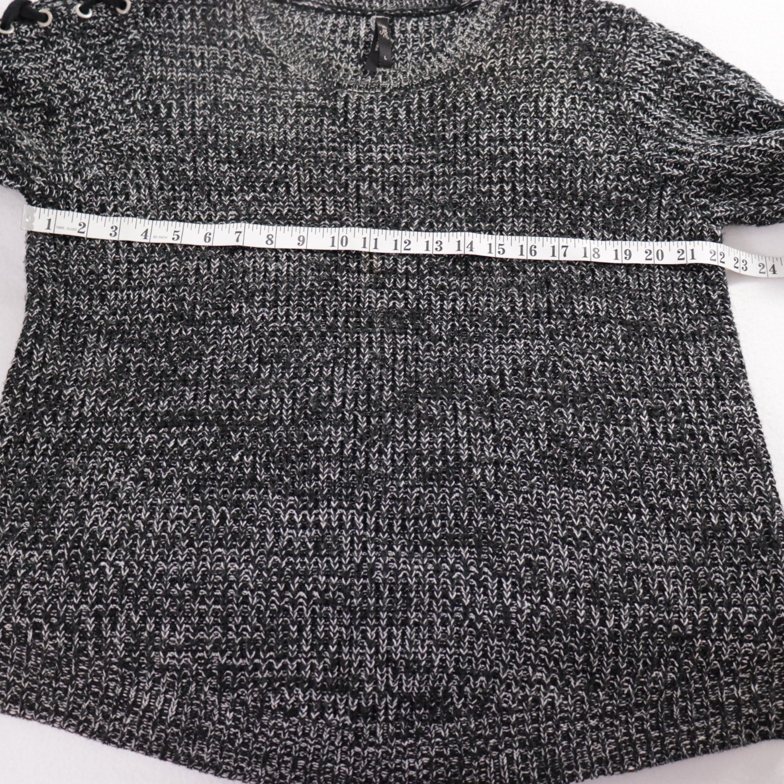 Garage Womens Jumper Size L Black Marle Relaxed Lace Up Long Sleeve image 8