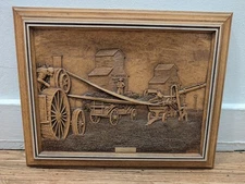 Vintage Canadian Artist Kim Murray “HARVEST TIME” Relief Wood Carving 19x15"
