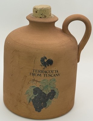 Vintage Italian Terracotta Jug Vase Ceramiche Alvi Tuscany Wine Bottle