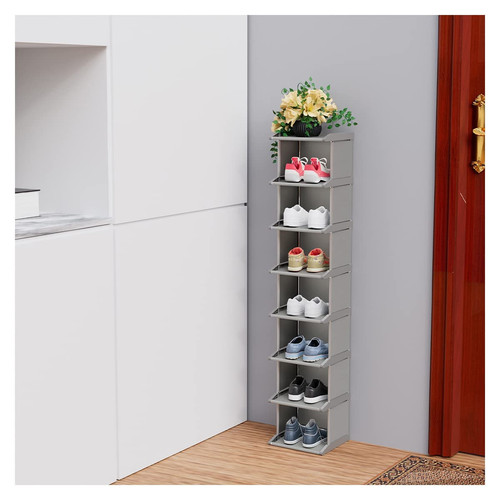 Shoe Rack 8 Tiers DIY Narrow Stckable Free Standing Shoes Storage Tall Organizer