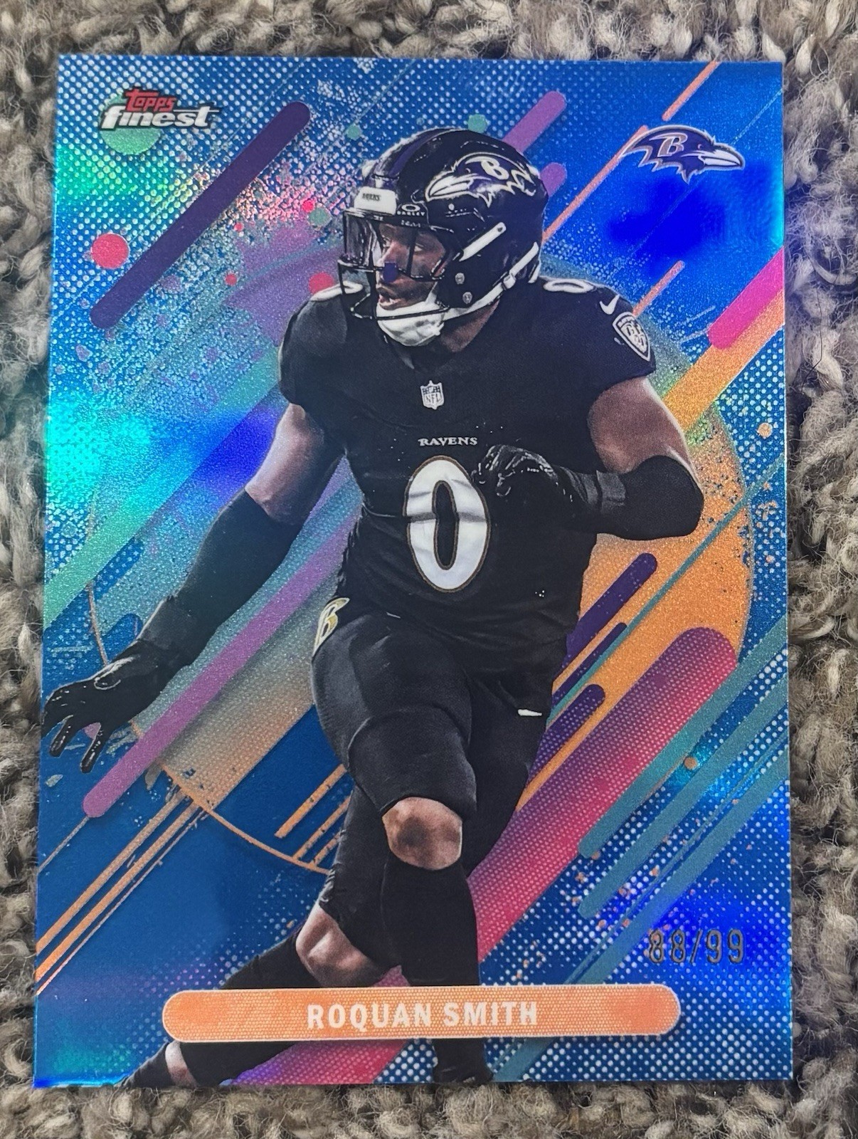 2025 Topps Finest #286 Roquan Smith Rare Blue #88/99 Baltimore Ravens Georgia