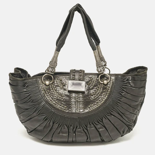 Hobo plissé cuir noir Dior