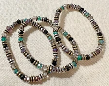 Premier Designs Jewelry  FINE GEMS 3 Stretch Glass Bead Bracelets New