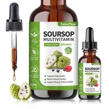 NaturePlanet Organic Soursop Bitters Liquid Drops with Vitamin B6, C, D3 Sour...
