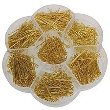 Chenkou Craft 700pcs Assorted of 7 Sizes Gold Mix Eye Pins for Jewelry Making...