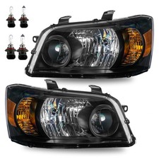 Black Amber Side Halogen Headlights For 2001-2007 Toyota Highlander Lr Wbulbs
